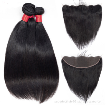 Wholesale vendors Cheap Human Hair bundles with 13*4 Lace Frontal Closure